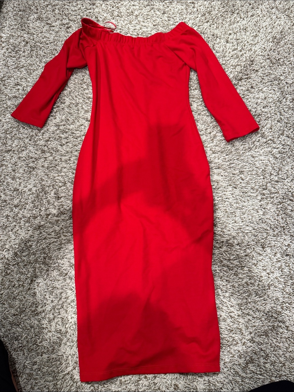 Zara Red Off-Shoulder Midi Bodycon Dress